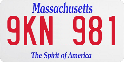 MA license plate 9KN981