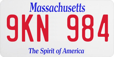 MA license plate 9KN984