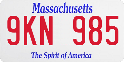 MA license plate 9KN985