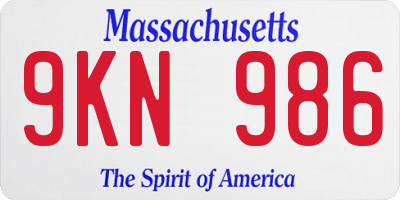 MA license plate 9KN986