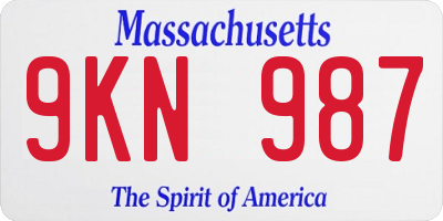 MA license plate 9KN987