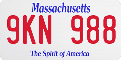 MA license plate 9KN988