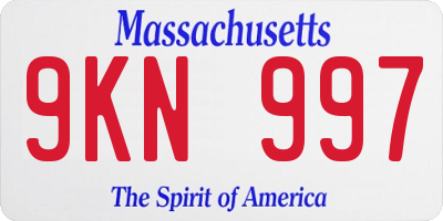 MA license plate 9KN997