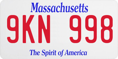MA license plate 9KN998