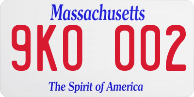 MA license plate 9KO002