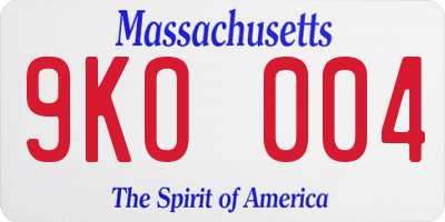 MA license plate 9KO004