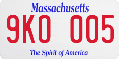 MA license plate 9KO005