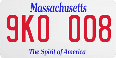 MA license plate 9KO008