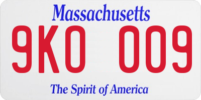 MA license plate 9KO009