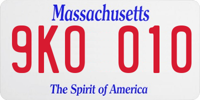 MA license plate 9KO010