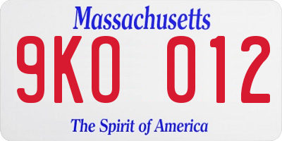 MA license plate 9KO012