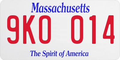 MA license plate 9KO014