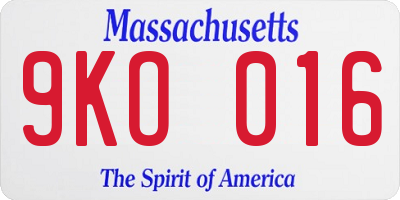 MA license plate 9KO016