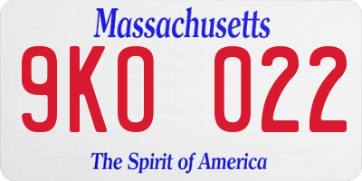 MA license plate 9KO022