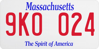 MA license plate 9KO024