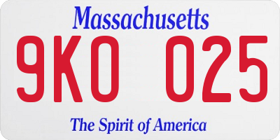 MA license plate 9KO025