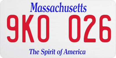 MA license plate 9KO026
