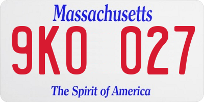 MA license plate 9KO027