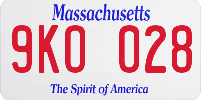 MA license plate 9KO028