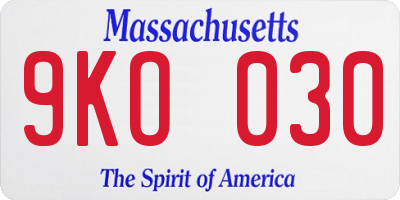 MA license plate 9KO030