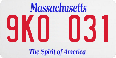 MA license plate 9KO031