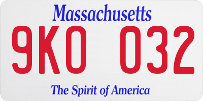 MA license plate 9KO032