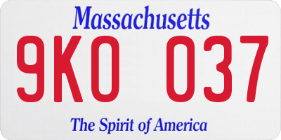 MA license plate 9KO037