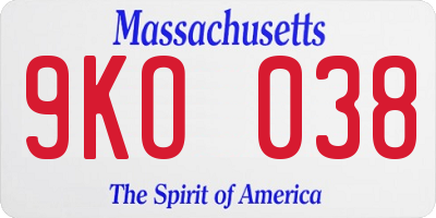MA license plate 9KO038