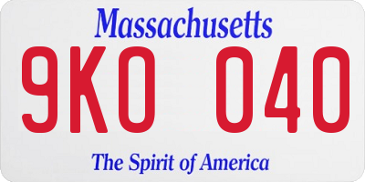 MA license plate 9KO040