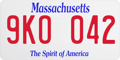 MA license plate 9KO042