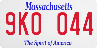MA license plate 9KO044