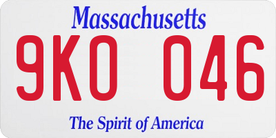 MA license plate 9KO046