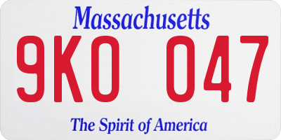 MA license plate 9KO047