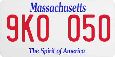 MA license plate 9KO050