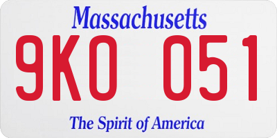 MA license plate 9KO051