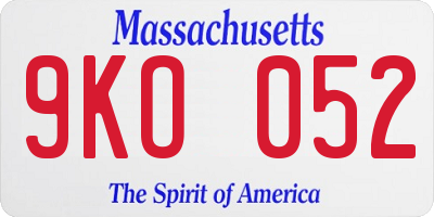 MA license plate 9KO052