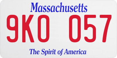 MA license plate 9KO057