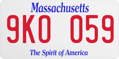 MA license plate 9KO059