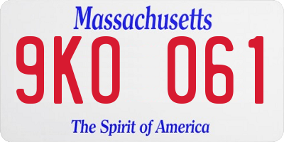 MA license plate 9KO061