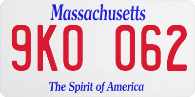 MA license plate 9KO062
