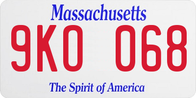 MA license plate 9KO068
