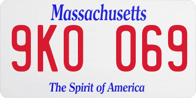 MA license plate 9KO069