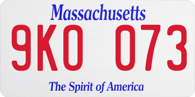MA license plate 9KO073