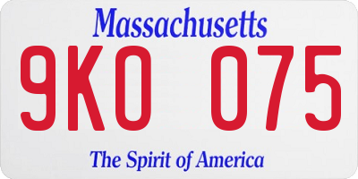 MA license plate 9KO075