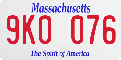 MA license plate 9KO076