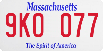 MA license plate 9KO077
