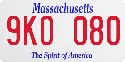 MA license plate 9KO080