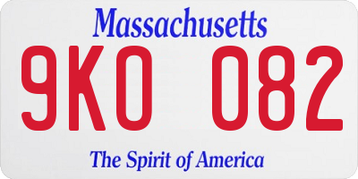 MA license plate 9KO082