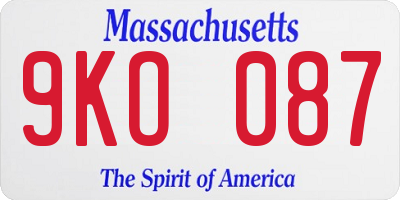 MA license plate 9KO087
