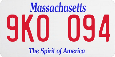 MA license plate 9KO094